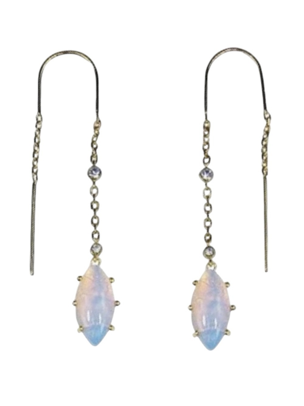 new Jules Smith ❉ 14K Gold Plated Opal + Cubic Zirconia CZ Threader Earrings ❉ - Picture 12 of 16